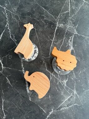 Wooden Animal Wall Hooks - Set of 3
